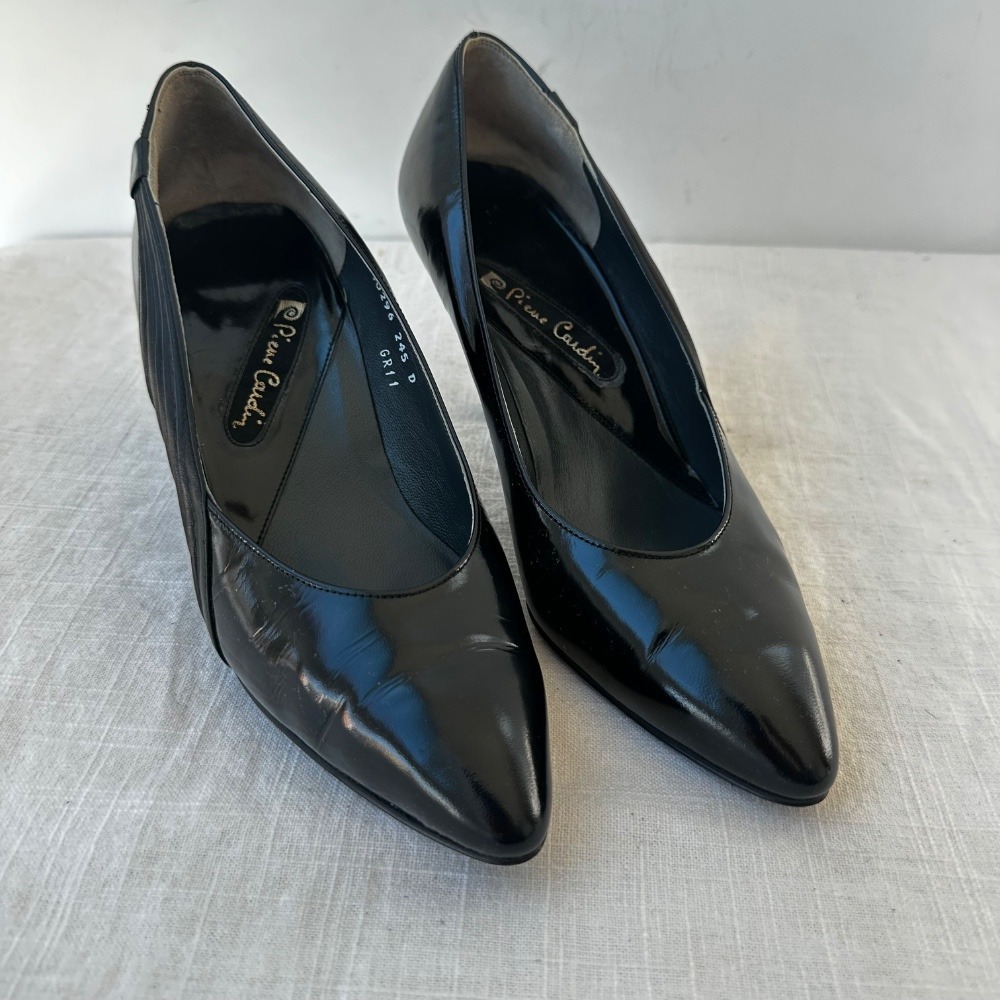 Pierre Cardin Vintage Black Patent Leather Heels Party‎ Career Pumps Size 6.5 - Picture 8 of 10